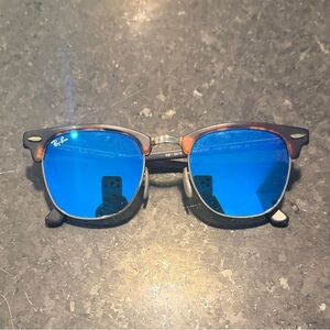 Ray-Ban Black and Brown Sunglasses with Blue Lenses